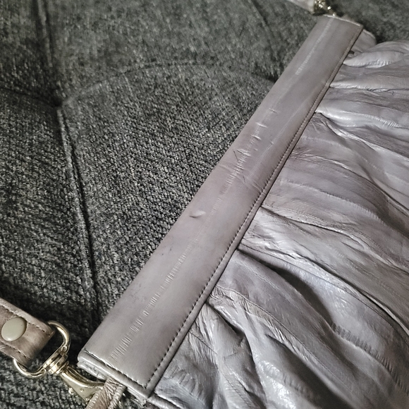 Vintage 80s Eel Skin Leather Shoulder Bag - Picture 8 of 14